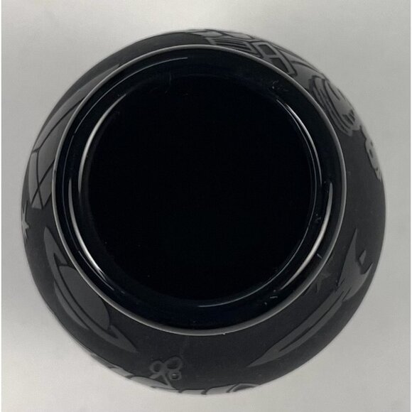 4.5" Black Mata Ortiz Astronaut Space BUD VASE Mexican Folk Art Pottery Signed - Picture 7 of 8